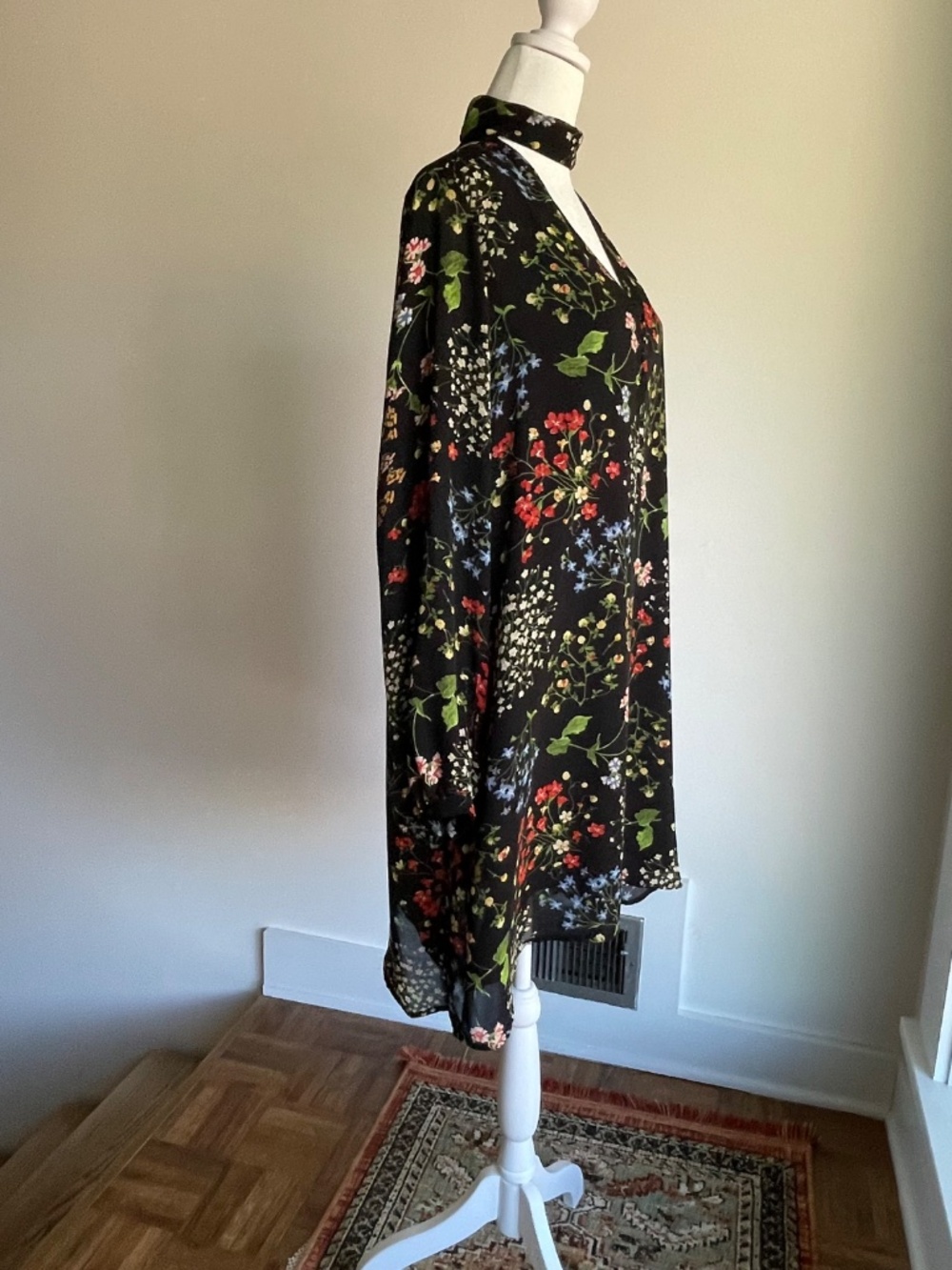 Dalia Floral Collar Tunic Dress: Cottagecore, Whimsigoth, Boho 10 - Picture 4 of 13